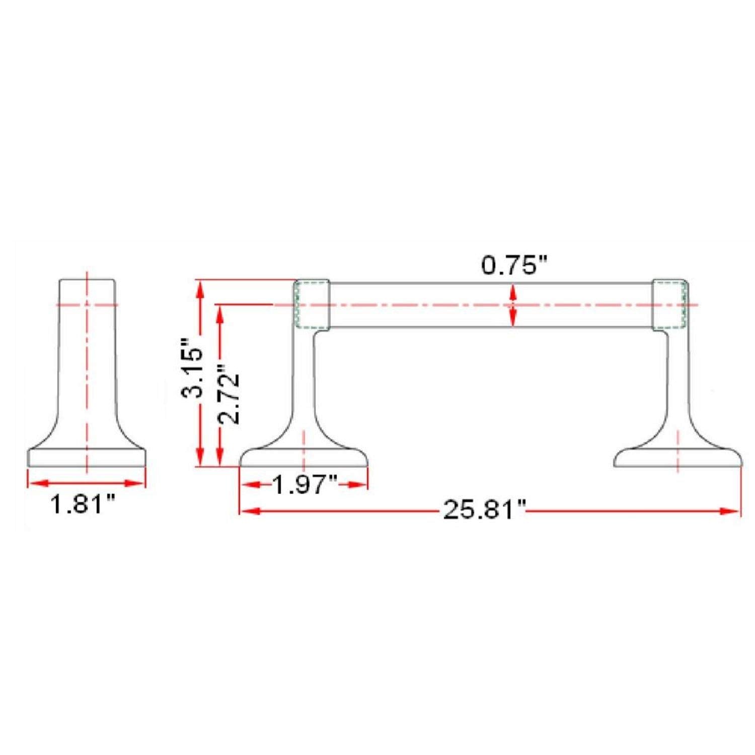Design House 533026 Millbridge Wall-Mounted Towel Bar For Bathroom, Sturdy And Easy To Install, 24-Inch, Polished Chrome