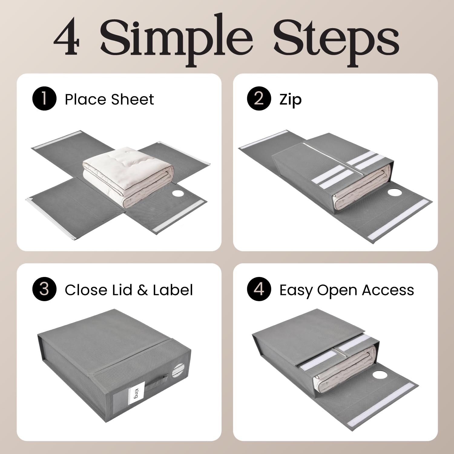 TOSORO 2 Pack Bed Sheet Organizer and Storage, Foldable Storage Bed Sheet Organizer for Linen Closet with Viewing Window & Label