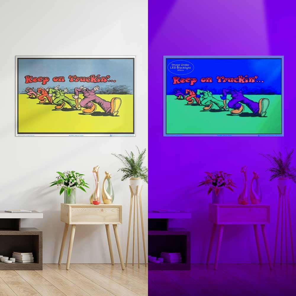 Keep On Truckin By R Crumb - Laminated Blacklight Poster - 35.5'' X 23.5''