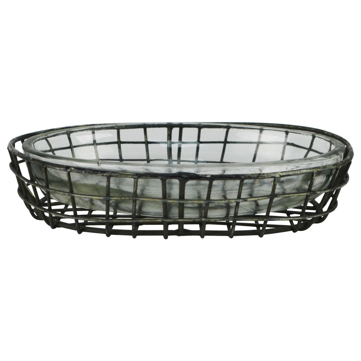 Tg,Llc Treasure Gurus Primitive Style Metal Wire & Glass Bath Soap Dish Farmhouse Bathroom Kitchen Decor