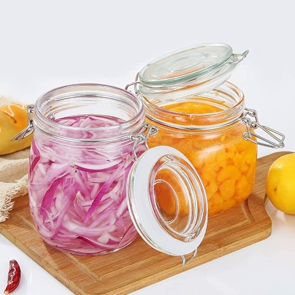 Luximal Pack Of 1 Glass Jars With Airtight Lids And Leak Proof Rubber Gasket,Food Storage Buckle Lid Wide Mouth Mason Jars For K