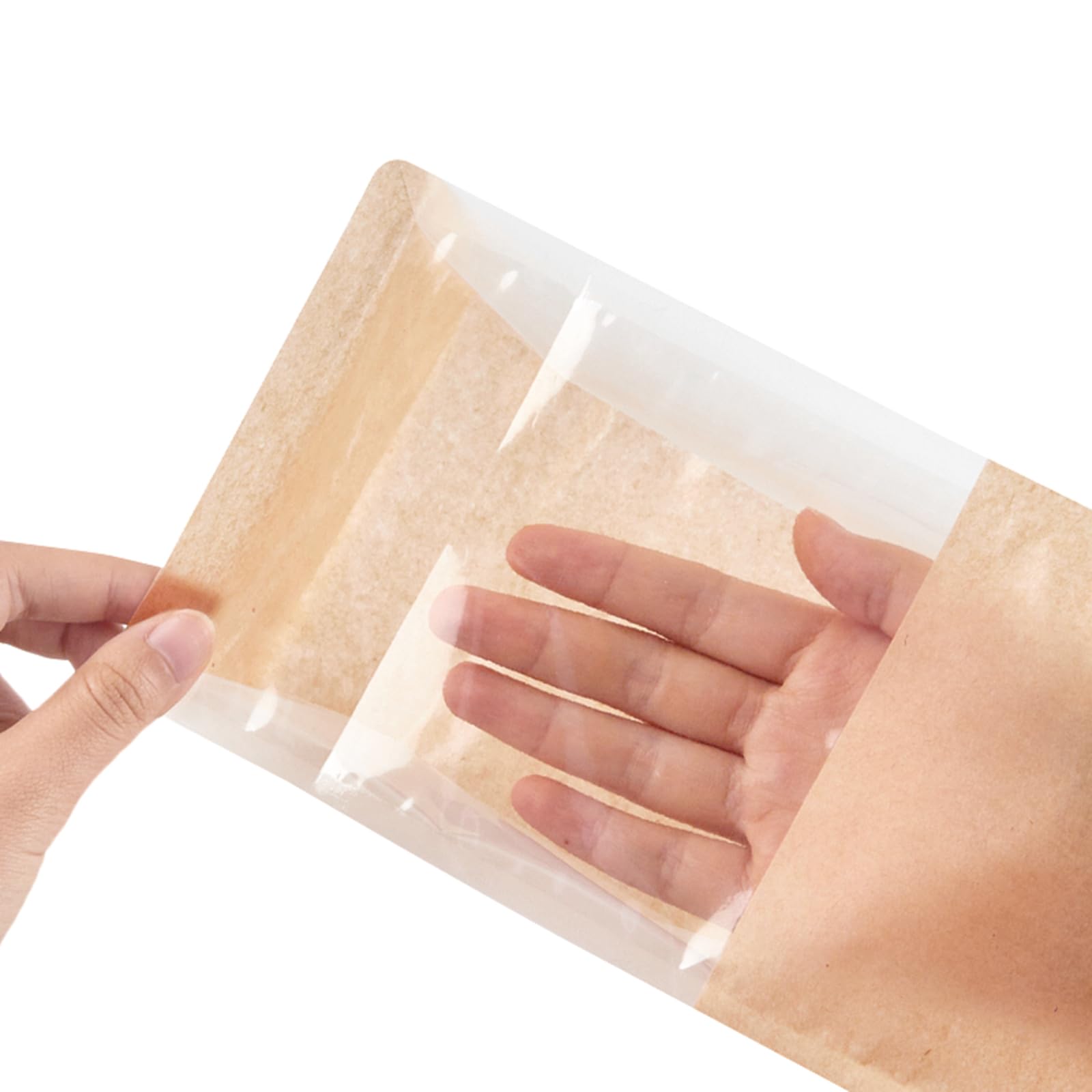 Ocmoiy 50Pcs Bakery Bags With Window, Resealable Tin Tie Tab Lock Bread Storage Bags, Clear Front Snack Bags For Packaging Cooki