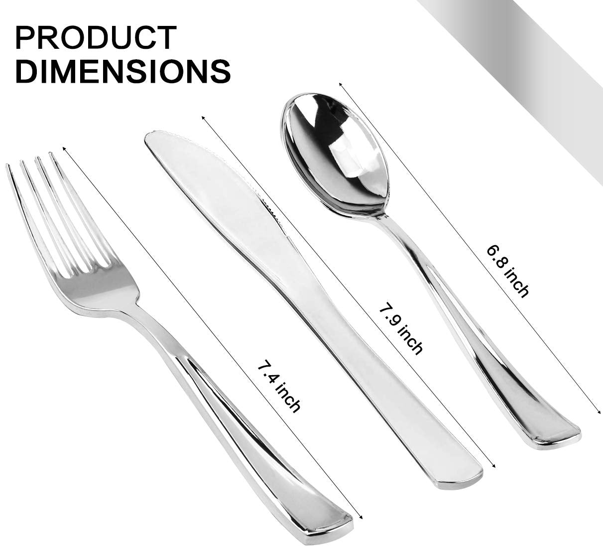 350 Piece MCIRCO Silver Dinnerware Set - 100 Silver Rim Plastic Plates - 50 Silver Plastic Silverware - 50 Silver Plastic Cups - 50 Linen Like Silver Paper Napkins  50 Guest Disposable Silver Dinner