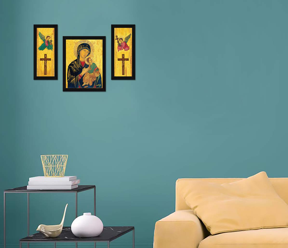 Artx Paper Baby Jesus Christ Mother Mary Photo Wall Art Painting, Multicolor, Traditional, 13 X 22 Inches, Set Of 3