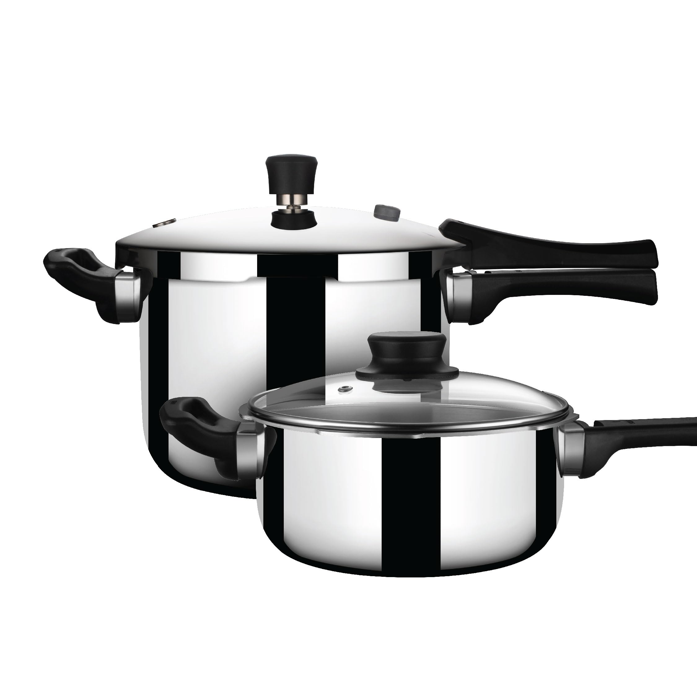 Stahl Xpress Triply 3 Liters Broad & 5 Liters Tall Pressure Cooker Combo | Stainless Steel Outer Lid Induction And Gas Stove Com