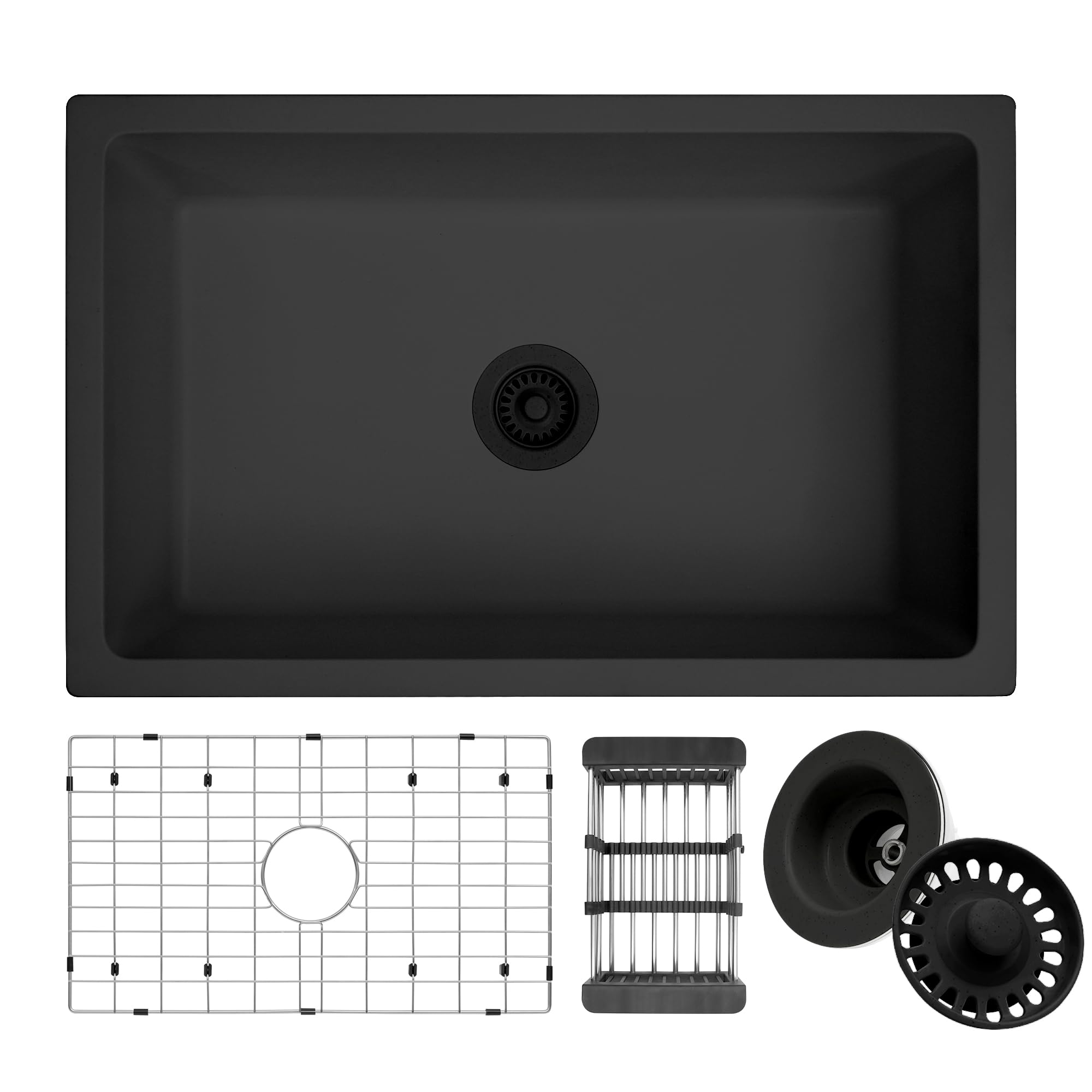 Monsinta Undermount Kitchen Sink, 30 Inch Matte Black Kitchen Sink, Granite Composite Single Bowl Kitchen Sink,Kitchen Sink Unde