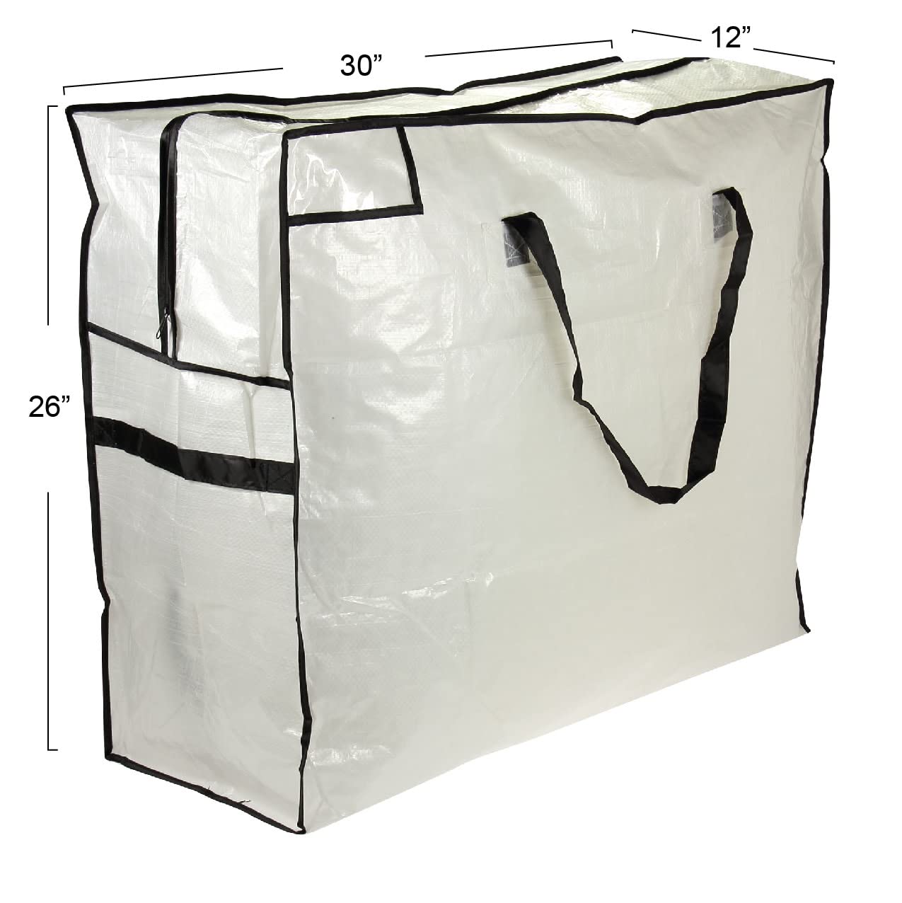Household Essentials 2622 MightyStor Large Storage Bag with Handles  Clothing and Linen Storage Bag  White Tarp with Black Trim