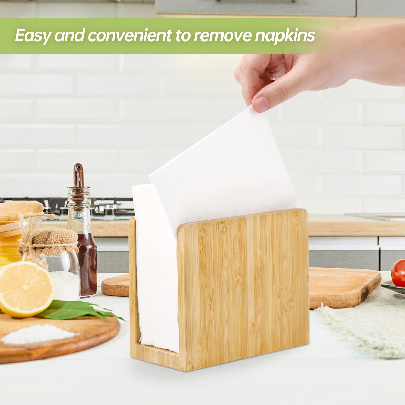 Napkin Holder Bamboo Vertical Napkin Holder Wooden Napkin Holder, Natural Bamboo Wood Strong And Waterproof, Napkin Holder For T