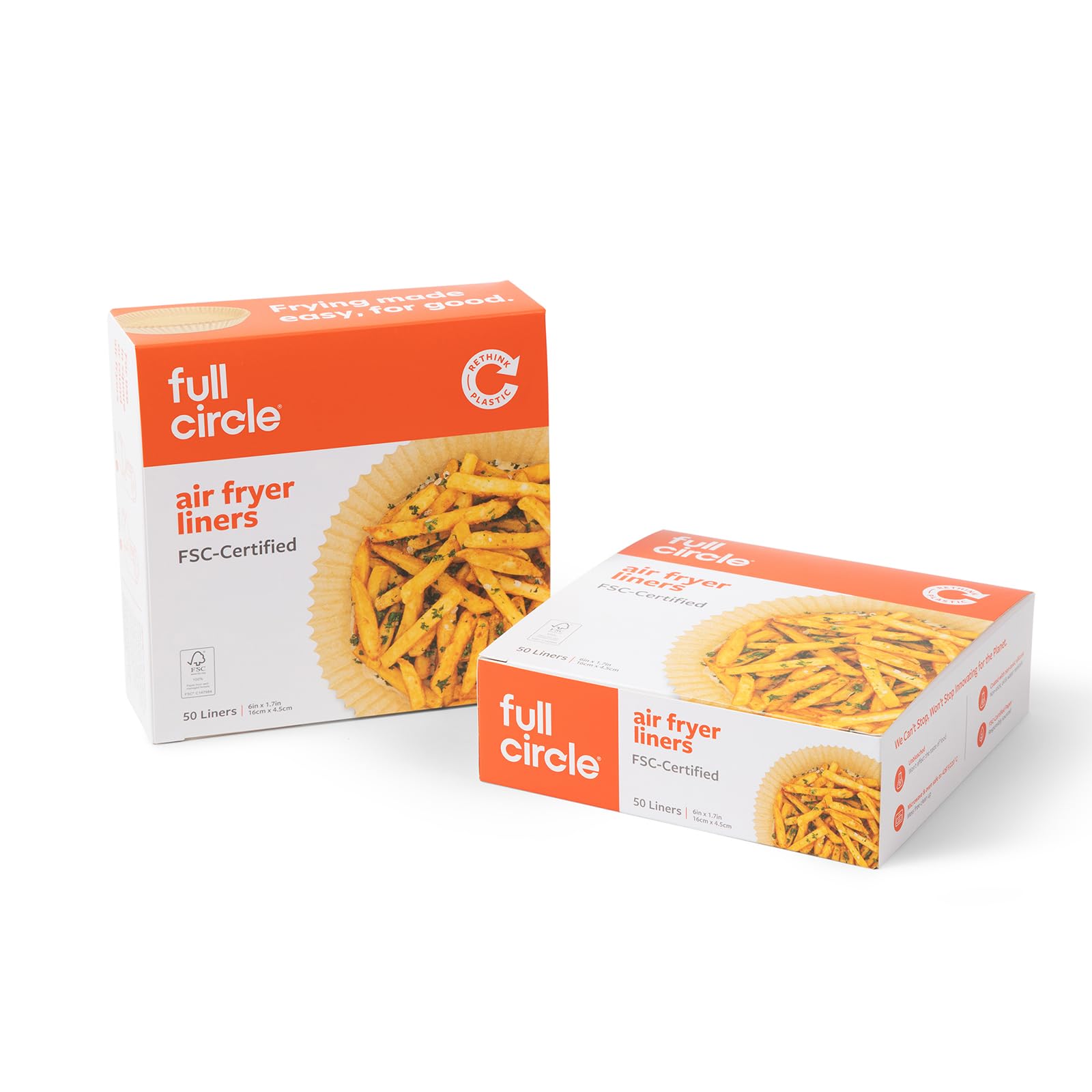 Full Circle Air Fryer Liners - 100 count - Fits Square & Round Baskets - Unbleached, Microplastic Free, Non-stick Non-toxic FSC 