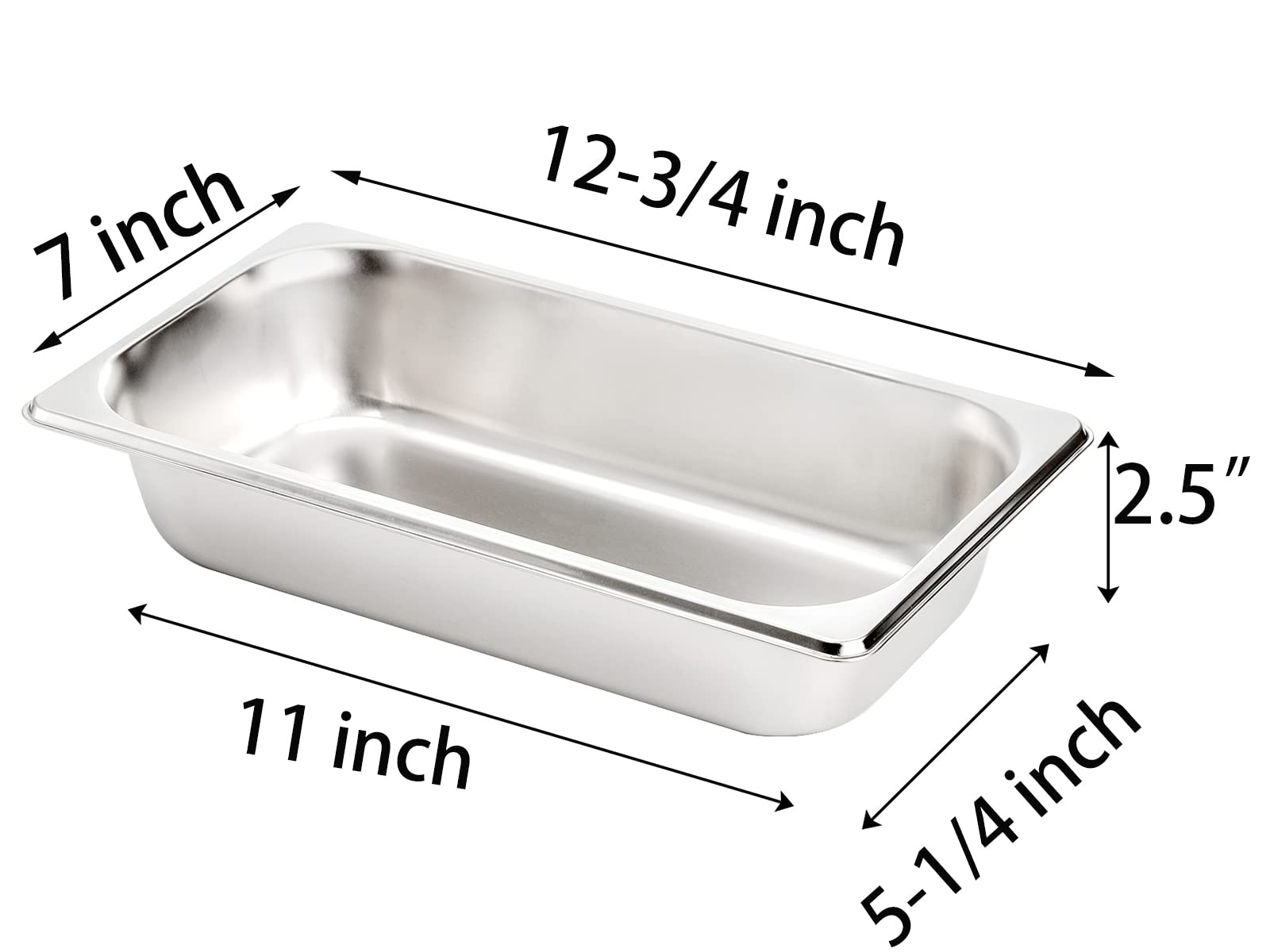 Topzea Set Of 4 Stainless Steel Steam Table Pan 1/3 Size, 2.5'' Deep Anti-Jam Breading Tray, Buffet Dinner Food Serving Hotel Pa