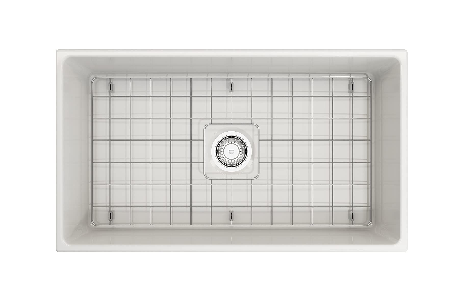 Bocchi Contempo Apron Front Fireclay 33 In. Single Bowl Kitchen Sink In White With Chrome Faucet