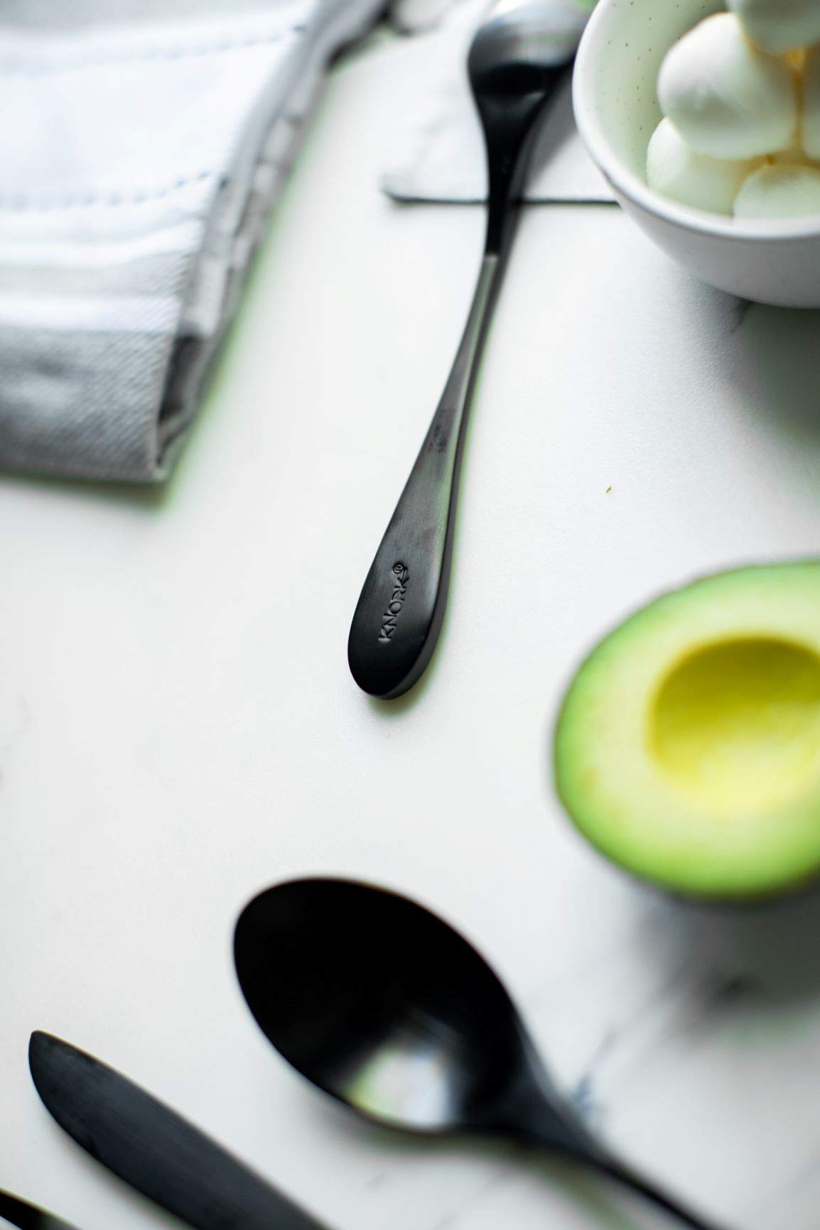 Knork Titanium Coated Stainless Steel Teaspoon, 4 Piece Set, Matte Black