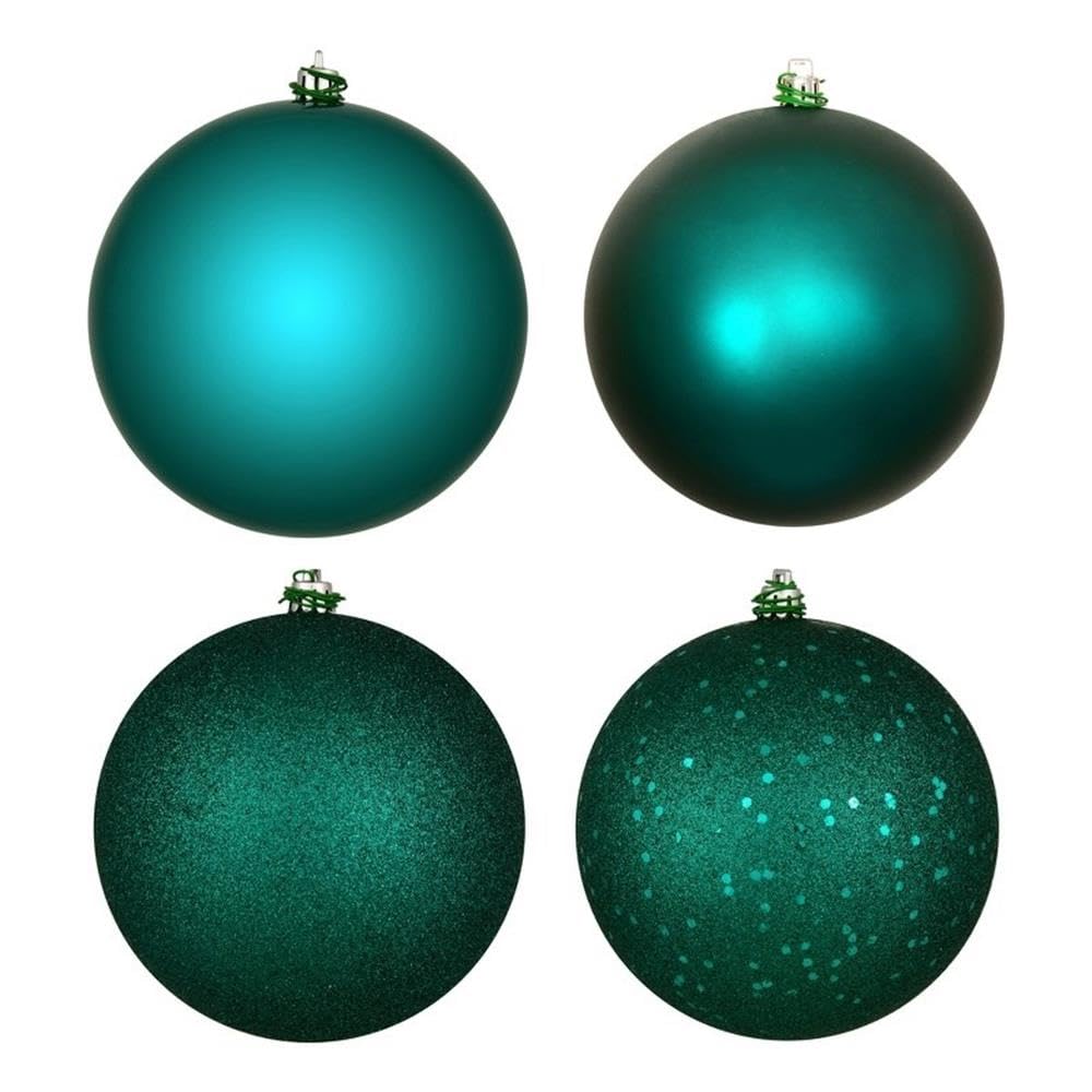 Vickerman 4 4-Finish Ball Ornament Assortment in Dark Teal Blue (Set of 12)