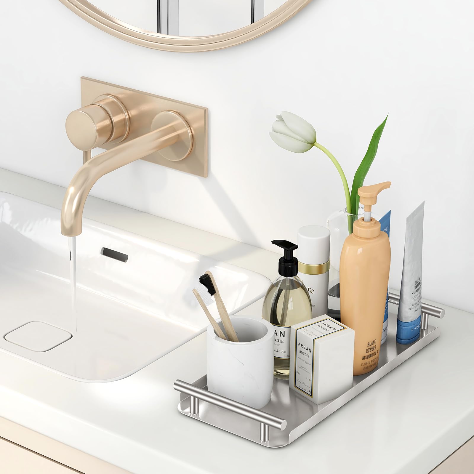 Toilet Paper Basket, Stainless Steel Toilet Tank Tray With Handle For Organizing - Toilet Paper Basket Storage For Toilet Tank,