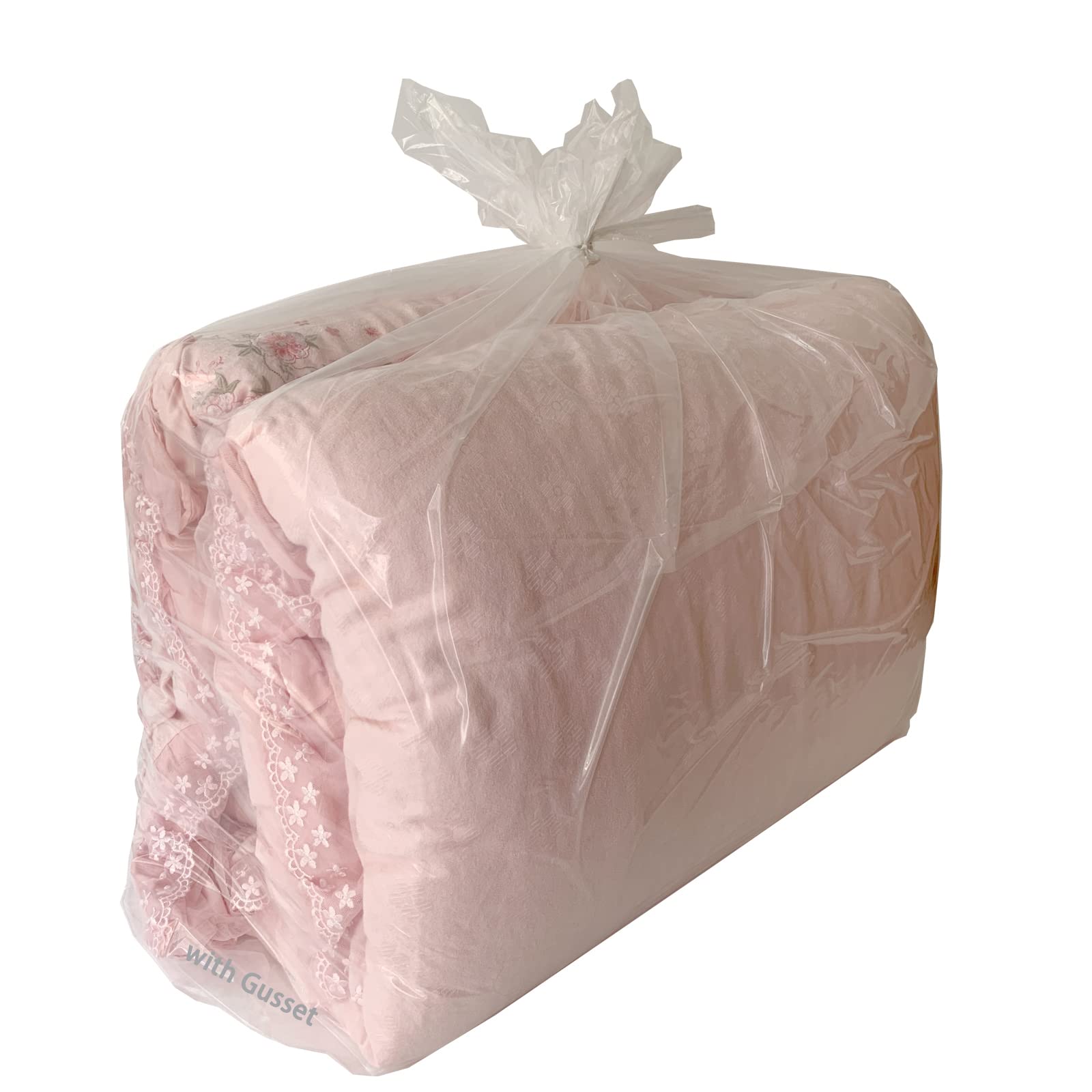 Krodtige 20 Pcs 30 X 40 Inch 1.4 Mil Large Clear Plastic Flat Open Poly Bags(With Bottom Gusset) + 20 Pcs Ties,Great For Big Plu