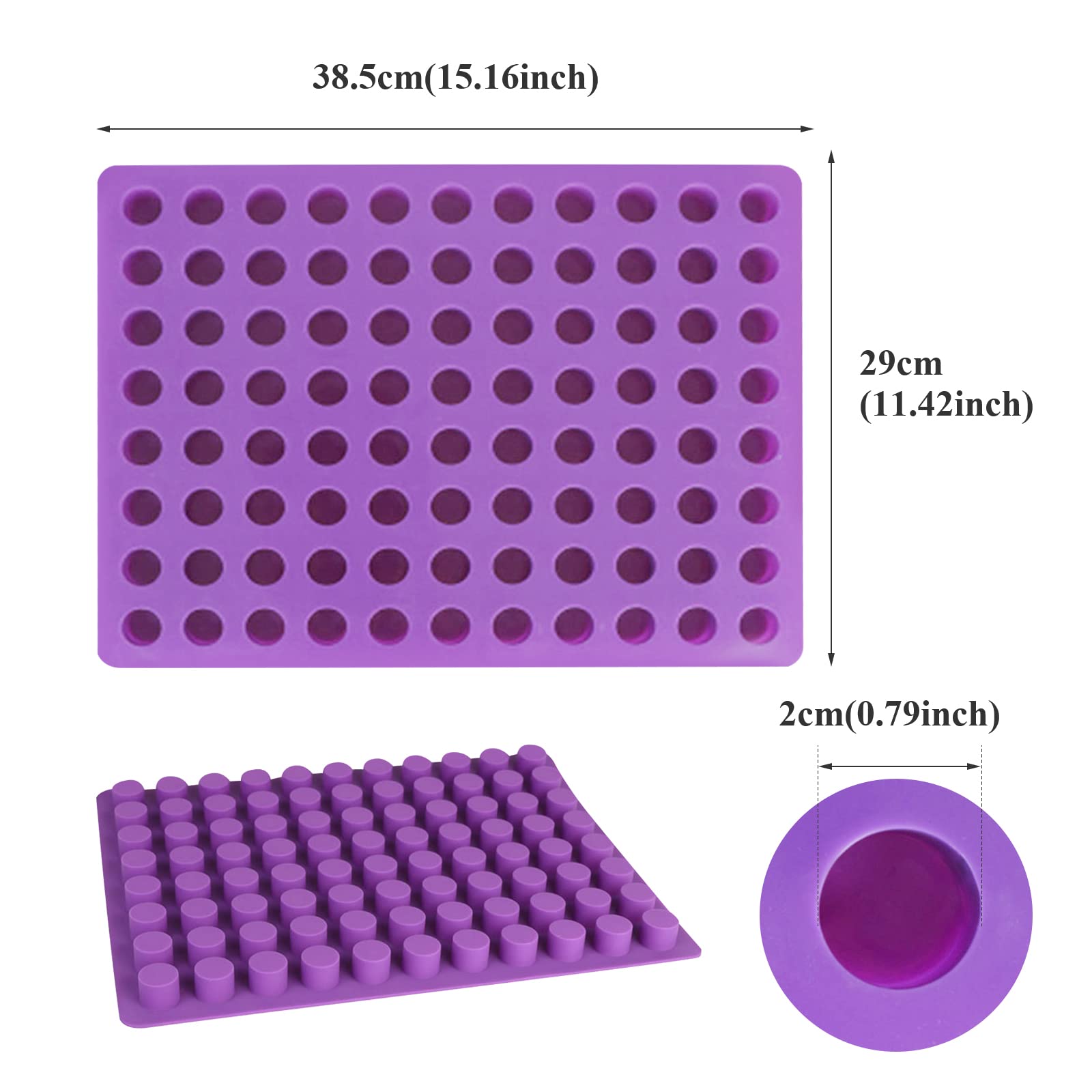 88-Cavities Mini Cylinder Silicone Mold Small Ice Mold Tray Round Silicone Candy Molds For Ice Cube Cake Decoration Chocolate Mo