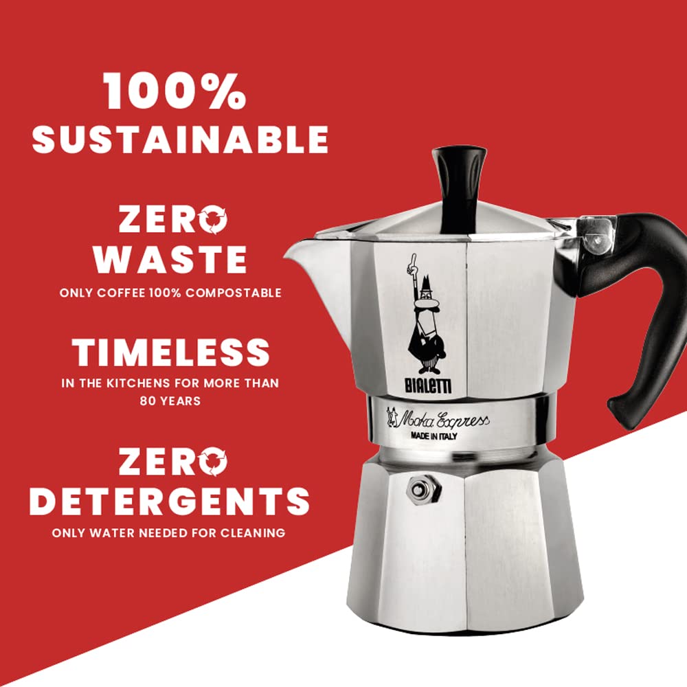 Bialetti Moka Express Export Espresso Maker 90 ml  Silver