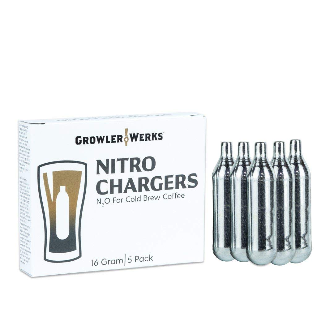 Growlerwerks Stainless Steel Nitro Chargers (Package Of 5), 16G, Silver