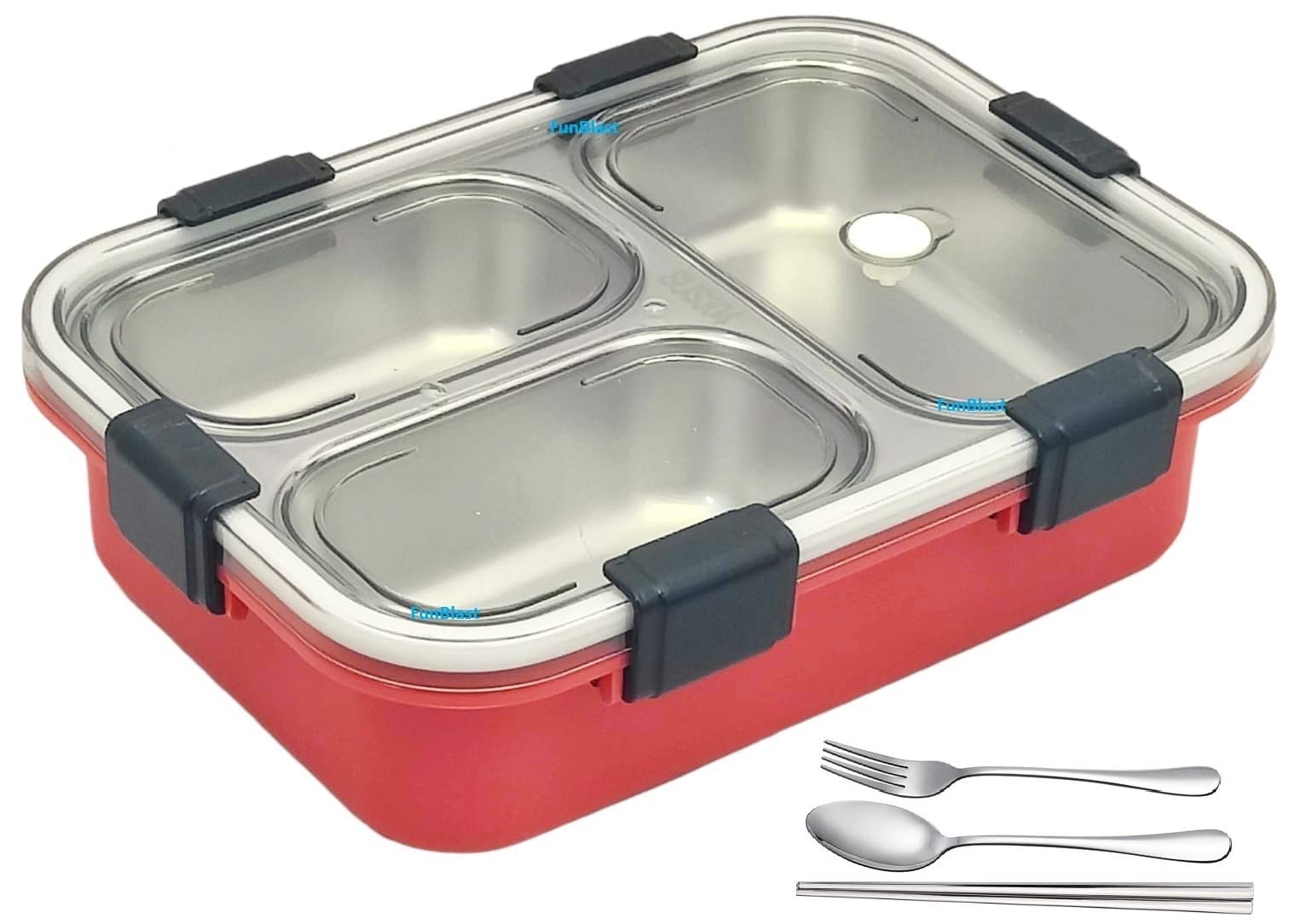 Funblast Lunch Box - Stainless Steel Lunch Boxes For Kids, Tiffin Box, Bento Lunch Box With Chopstick Spoon & Fork, Insulated Lu