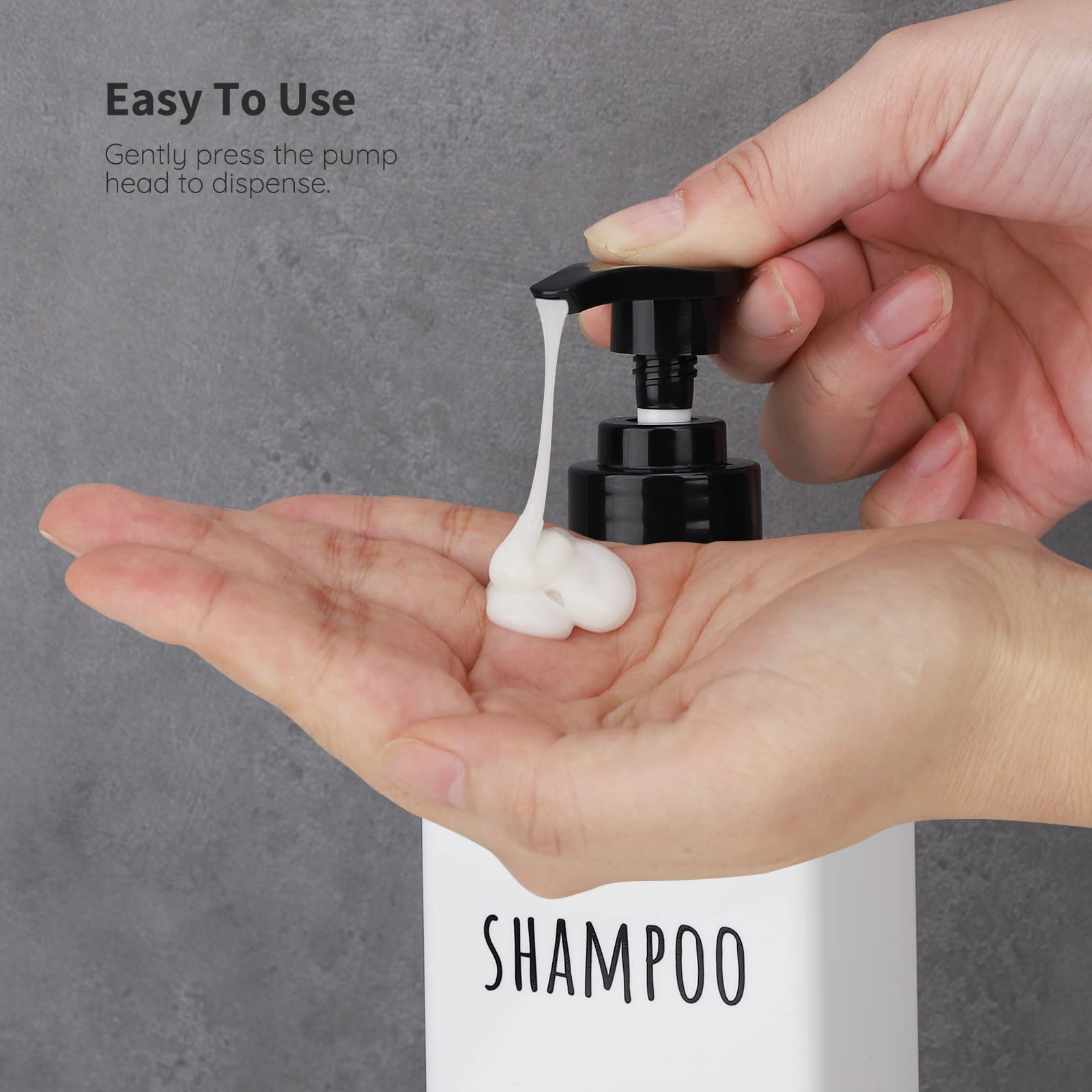Segbeauty Plastic Soap Dispenser, 3Pcs 16.9Oz Refillable Shampoo Bottles White, 500Ml Empty Square Pump Press Bottle Shower Disp