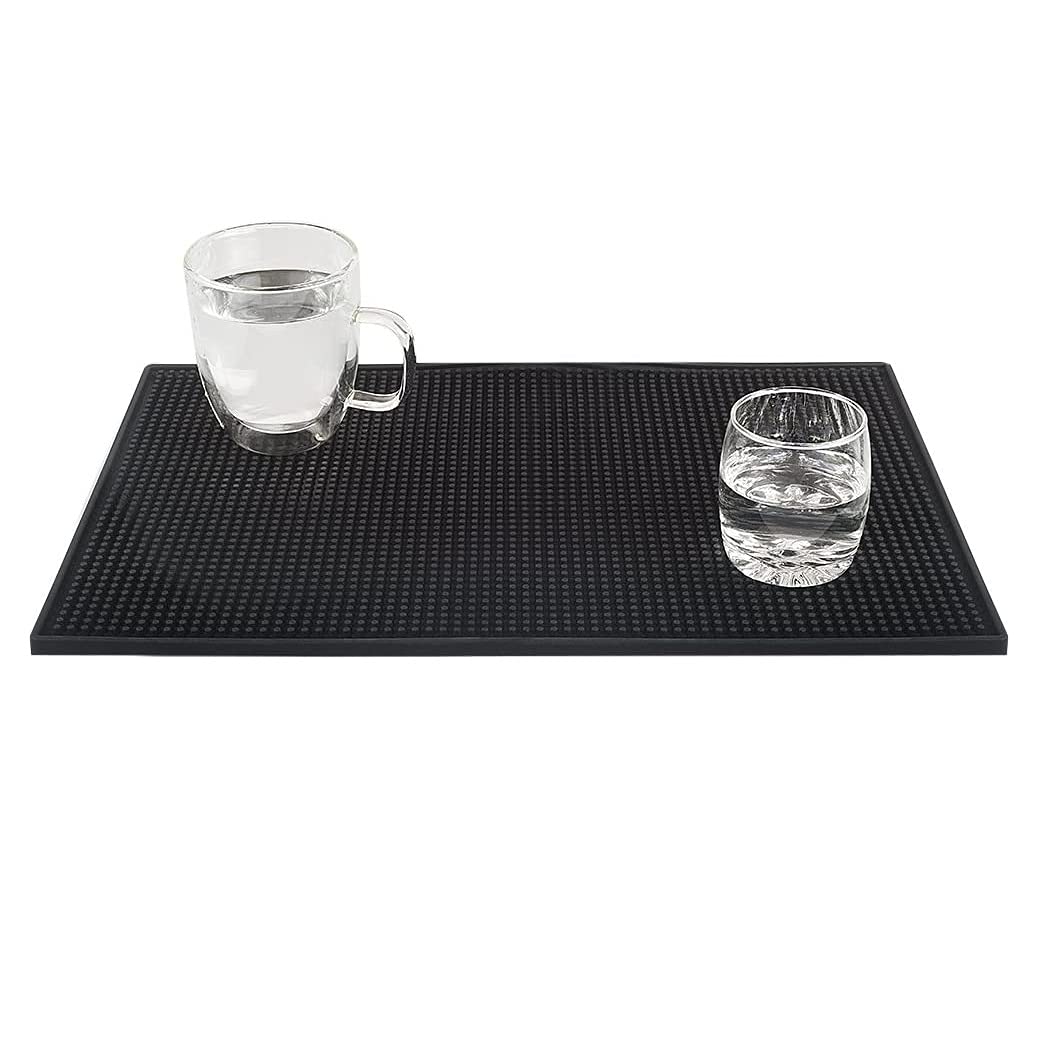 Tebery Black Mat 18 X 12 - 45.7 X 30.5Cm Rubber Bar Service Spill Mat (2 Pack)