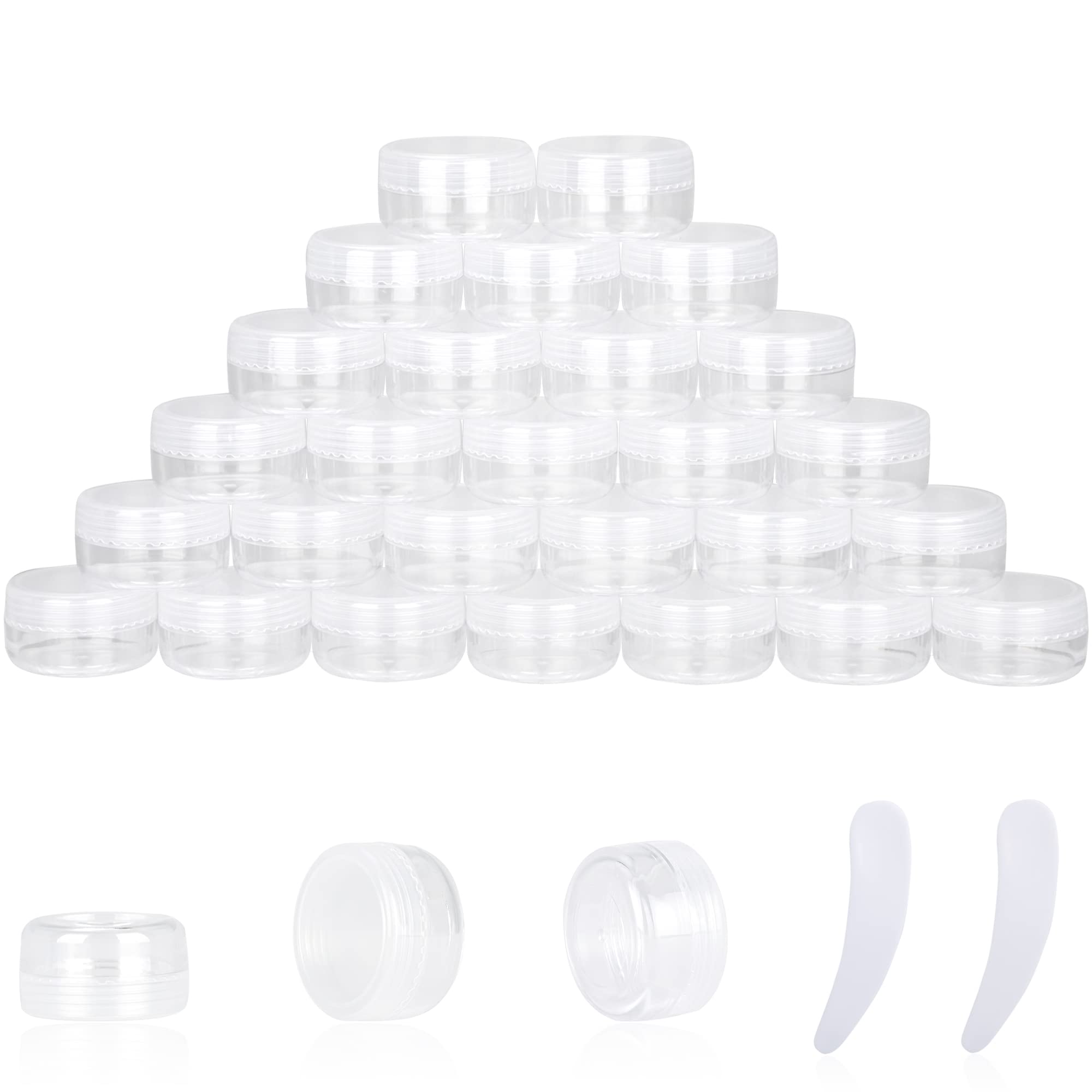25Pcs 10 Gram Sample Containers, 10Ml Empty Jars With Lids, Small Cosmetic Containers, Mini Sample Jars With 2Pcs Mini Spatulas