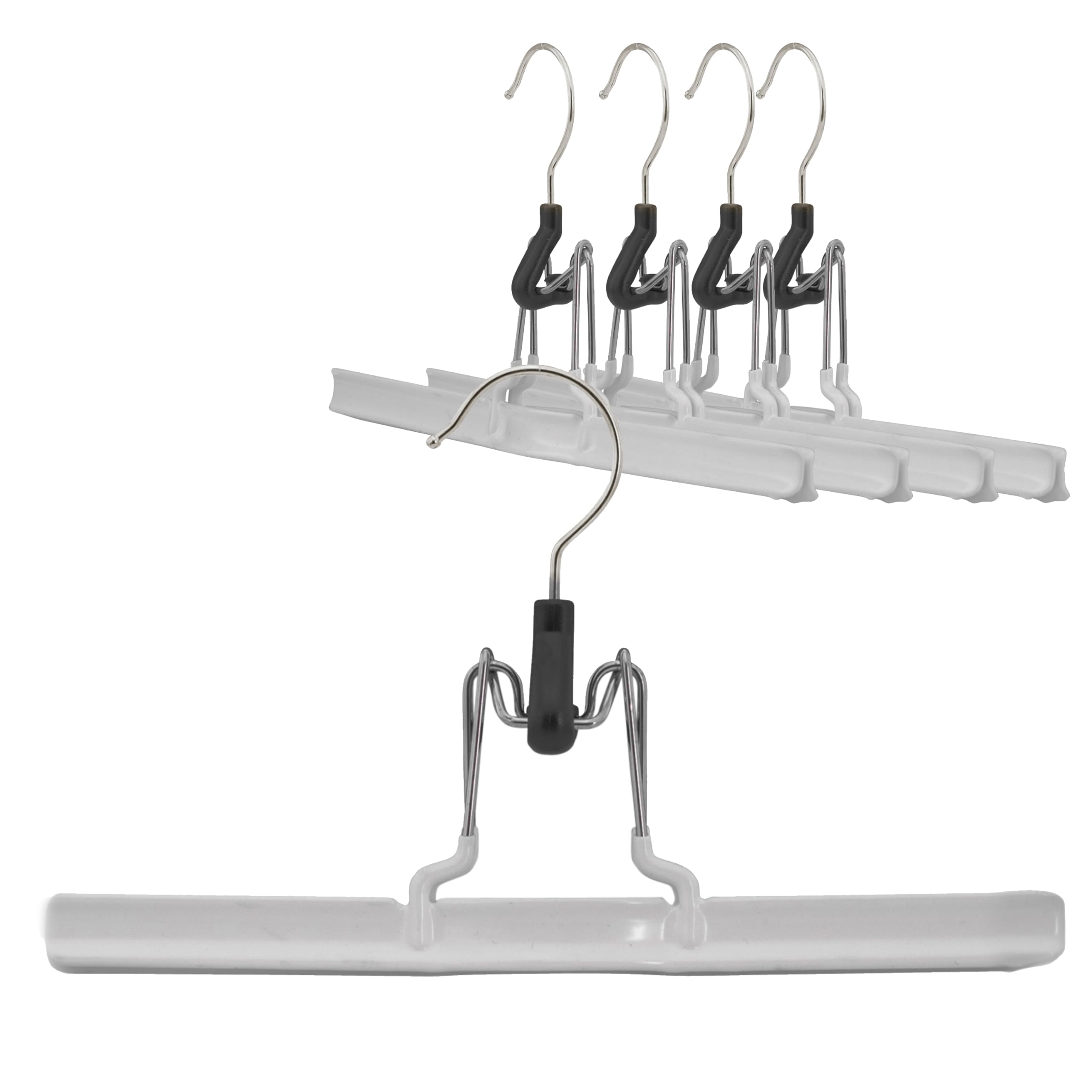 Mawa Space-Saving With Rotating Hook Holds Pants, Skirts, & Shorts, Style M/26, White, 5 Count