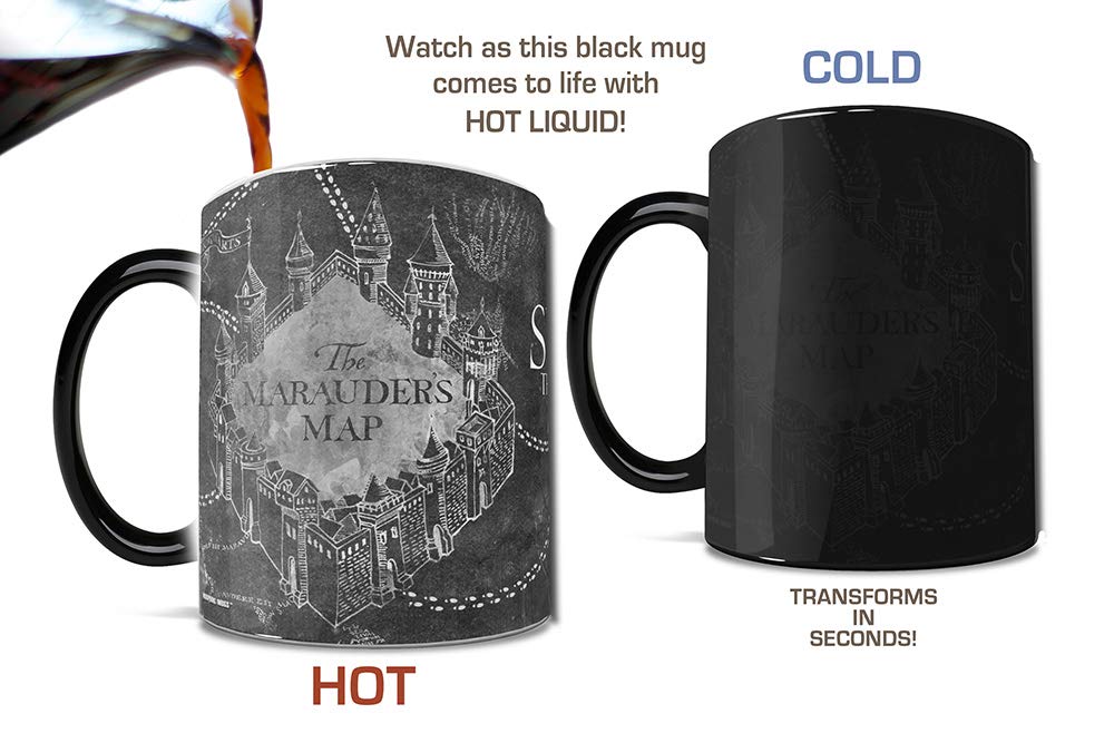 Morphing Mugs Harry Potter - Marauder's Map - Black and White - I Solemnly Swear - Mischief Managed - One 11 oz Color Changing C