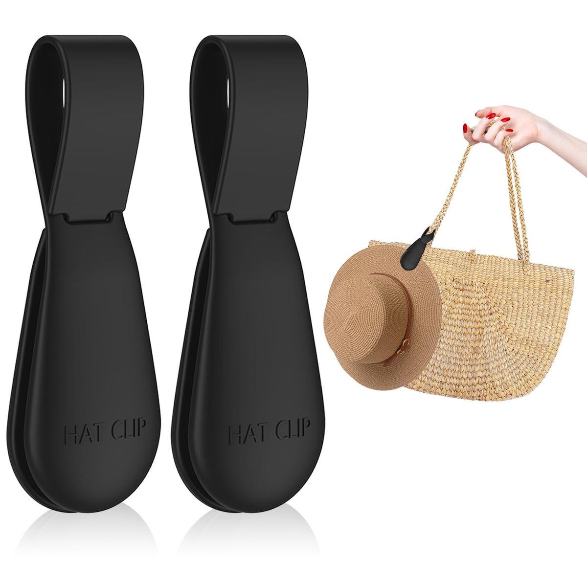 Fikoksol Magnetic Hat Clip For Travel On Bag, 2Pcs Black Silicone Hat Clip Magnet Hat Holder Hat Hook For Bag Tote Luggage, Beac