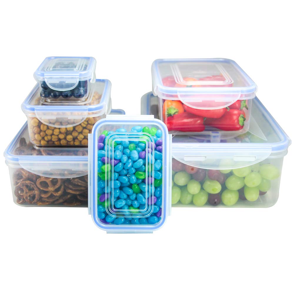 Nicole Home Collection Food Storage Plastic Containers With Locking Lids, Leak Proof, Airtight, Nested, Set Of 6 Bpa Free Dishwa