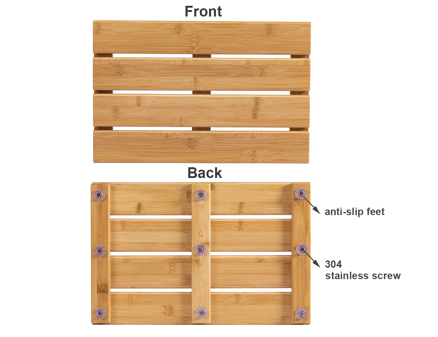 Pelyn Bamboo Wooden Mini Bath Shower Mats For Small Bathroom, Small Bamboo Wood Bathroom Floor Mat, Sturdy And Easy To Clean(15.