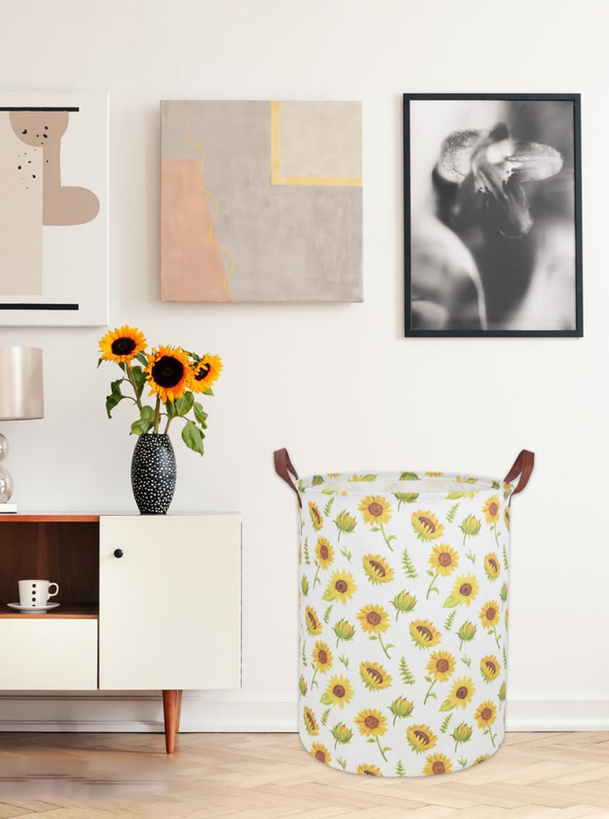 Sanjiaofen Girls Laundry Hamper,Sunflower Laundry Basket Collapsible Girls Storage Baskets For Home Decor,Office,Toy Organizer,(
