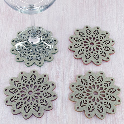 Floral Cutwork Reversible Felt Coasters, Set Of 4 (Assorted)