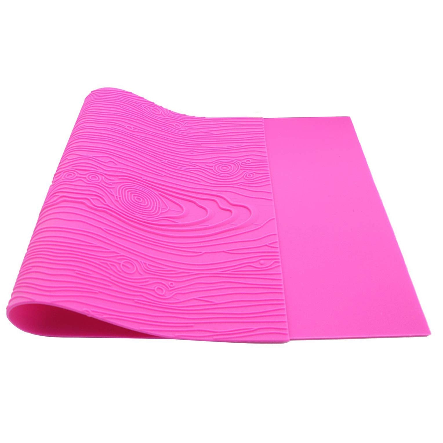Warmoor Silicone Cake Fondant Mat, Woodgrain Impression Lace Mold (17 X 9 Inches, Pink Woodgrain)