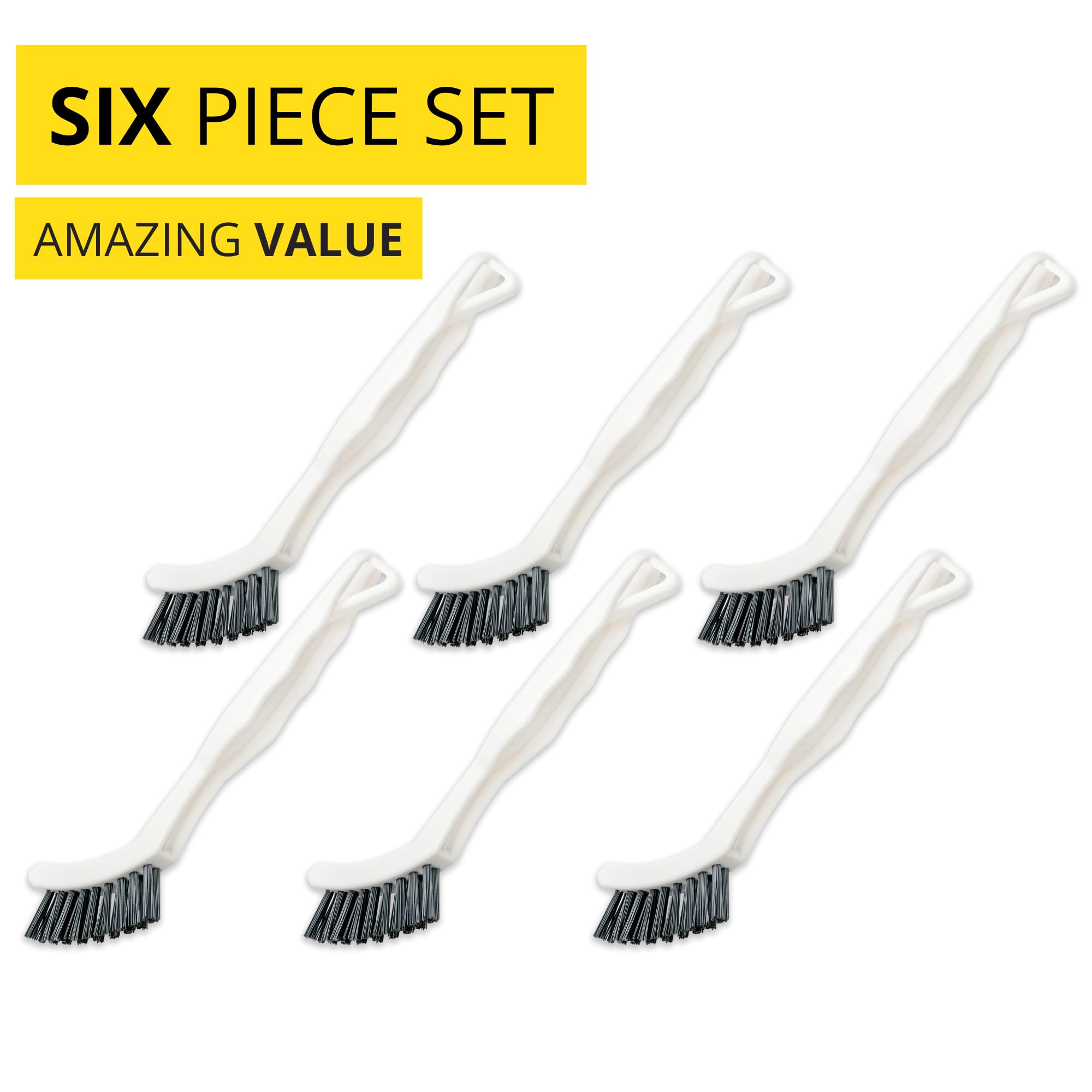 6-Pack Grout Cleaner Brush Scrub Set - Stiff Bristle Scrubbing & Detail Cleaning Brushes for Household Use on Bathtub  Shower  Kitchen  Tile Floors  Sink  Grooves  Window Tracks  Drain Cracks & More