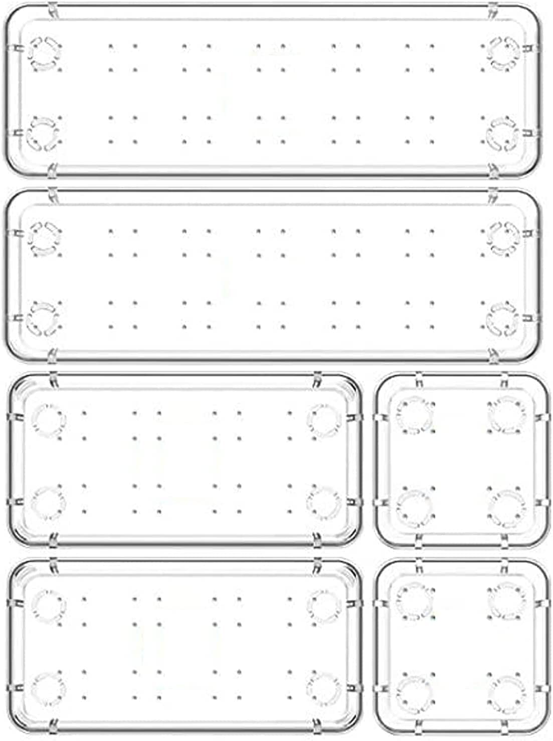 Blubasket Desk Drawer Organizer Trays Various Size Bathroom Drawer Tray Dividers Plastic Vanity Organizers Storage Bins For Make