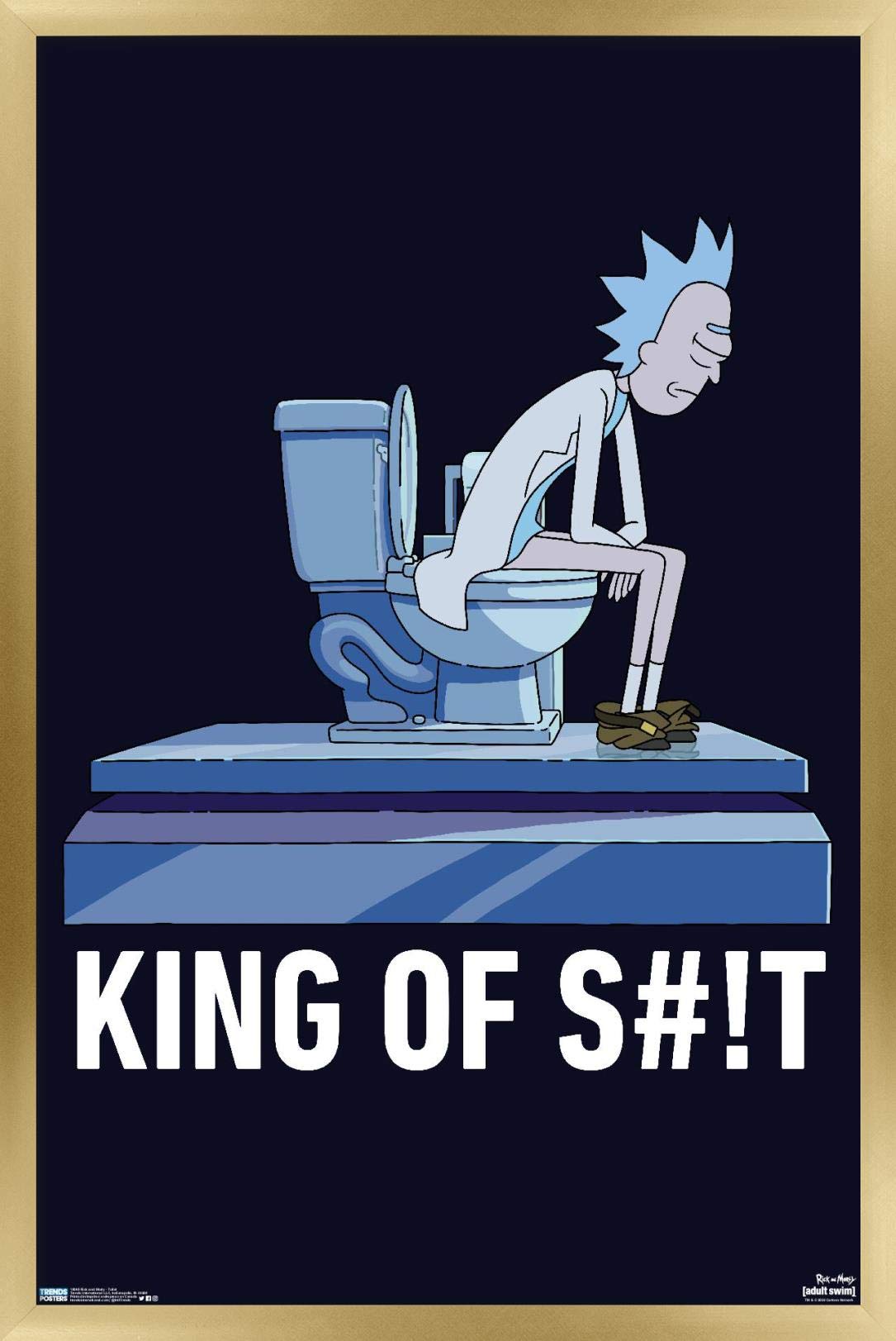 Trends International Rick And Morty - Toilet Wall Poster, 14.725'' X 22.375'', Gold Framed Version
