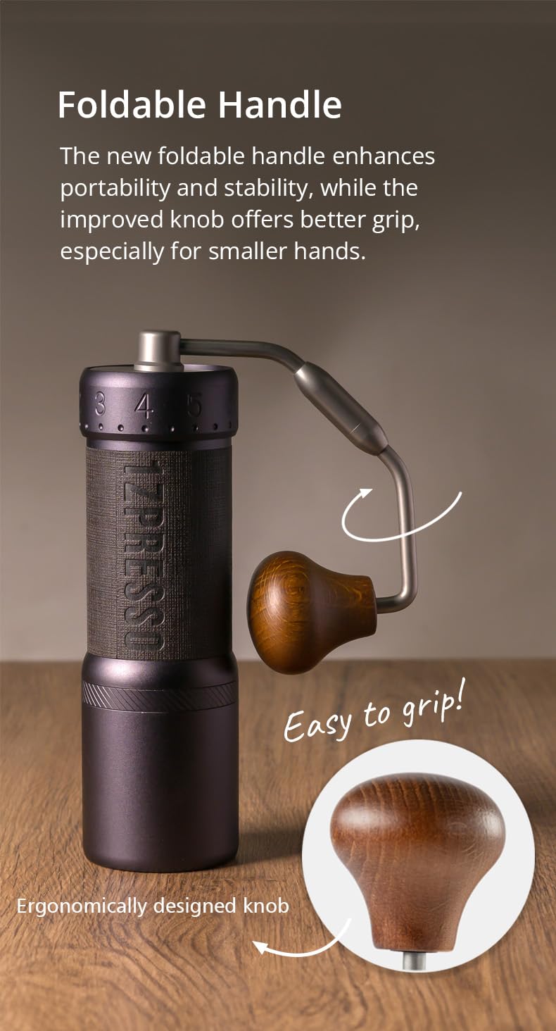 1Zpresso J-Ultra Manual Coffee Grinder, Iron Gray, Conical Burr, 40g Capacity, Adjustable Settings, Compact Size 7.2"L x 2.2"W x