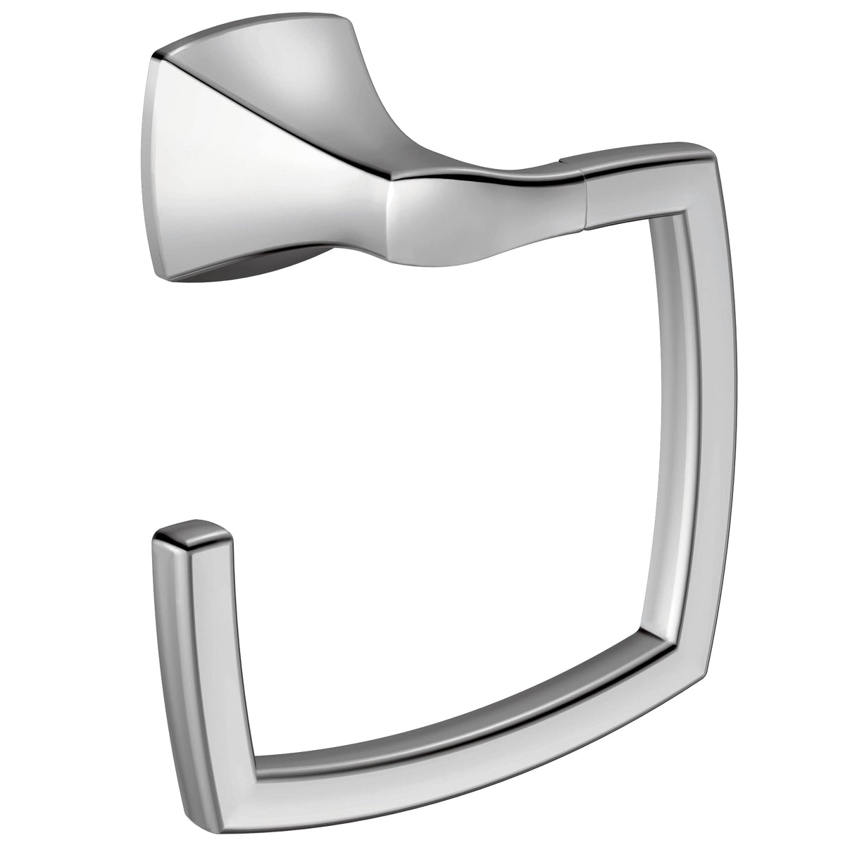 Moen Yb5186Ch Voss Collection Modern Square Wall Mount Bathroom Hand Towel Ring, Chrome