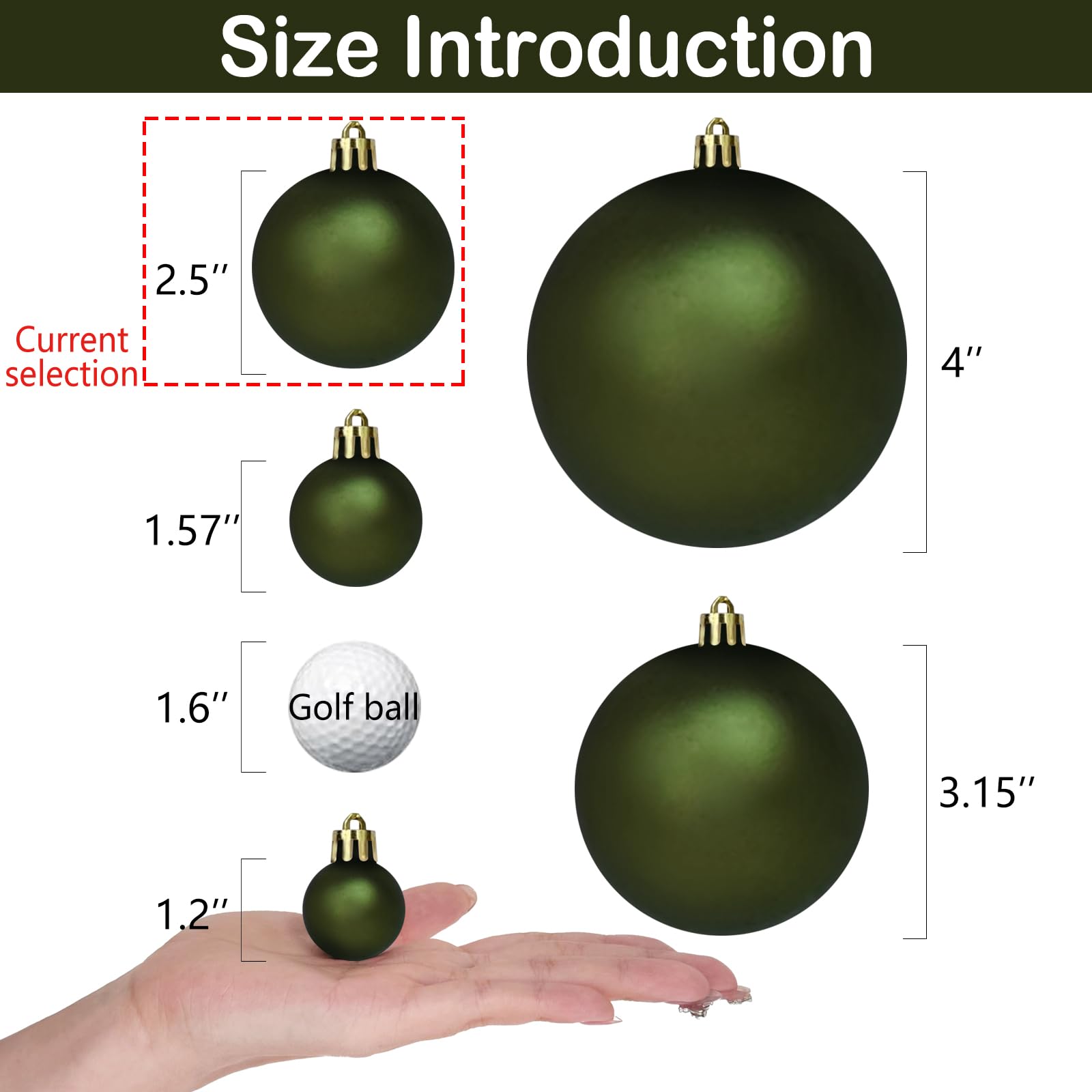 Emopeak 24Pcs Christmas Balls Ornaments - 2.36 Inch Glittering Christmas Ball Ornaments Shatterproof Xmas Tree Hanging Ball, Han