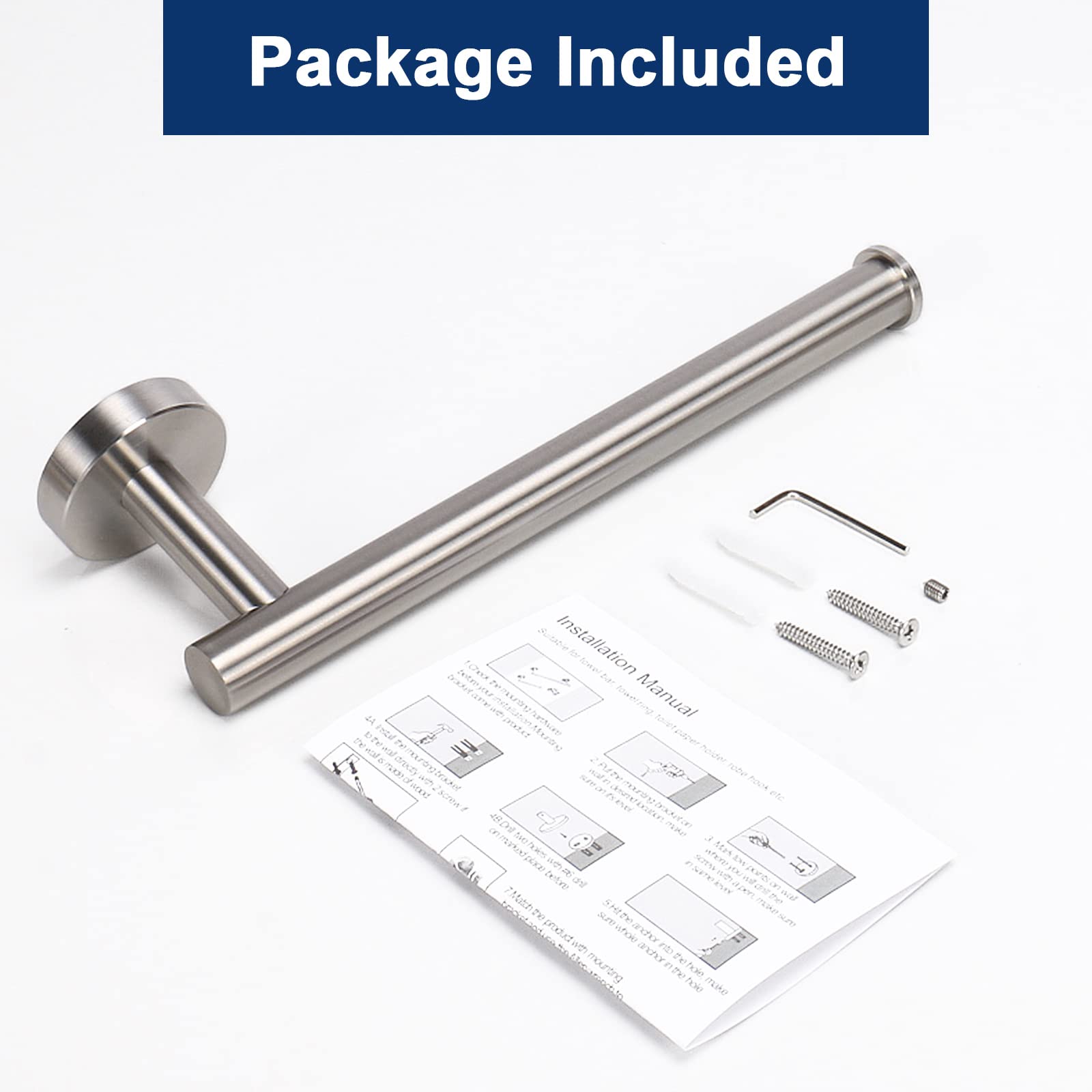 NearMoon Hand Towel Holder/Towel Ring  Thicken Stainless Steel Hand Towel Bar for Bathroom  Rustproof Wall Mounted Towel Rack  Contemporary Style Bath Accessories  9 Inch (1 Pack  Brushed Nickel)