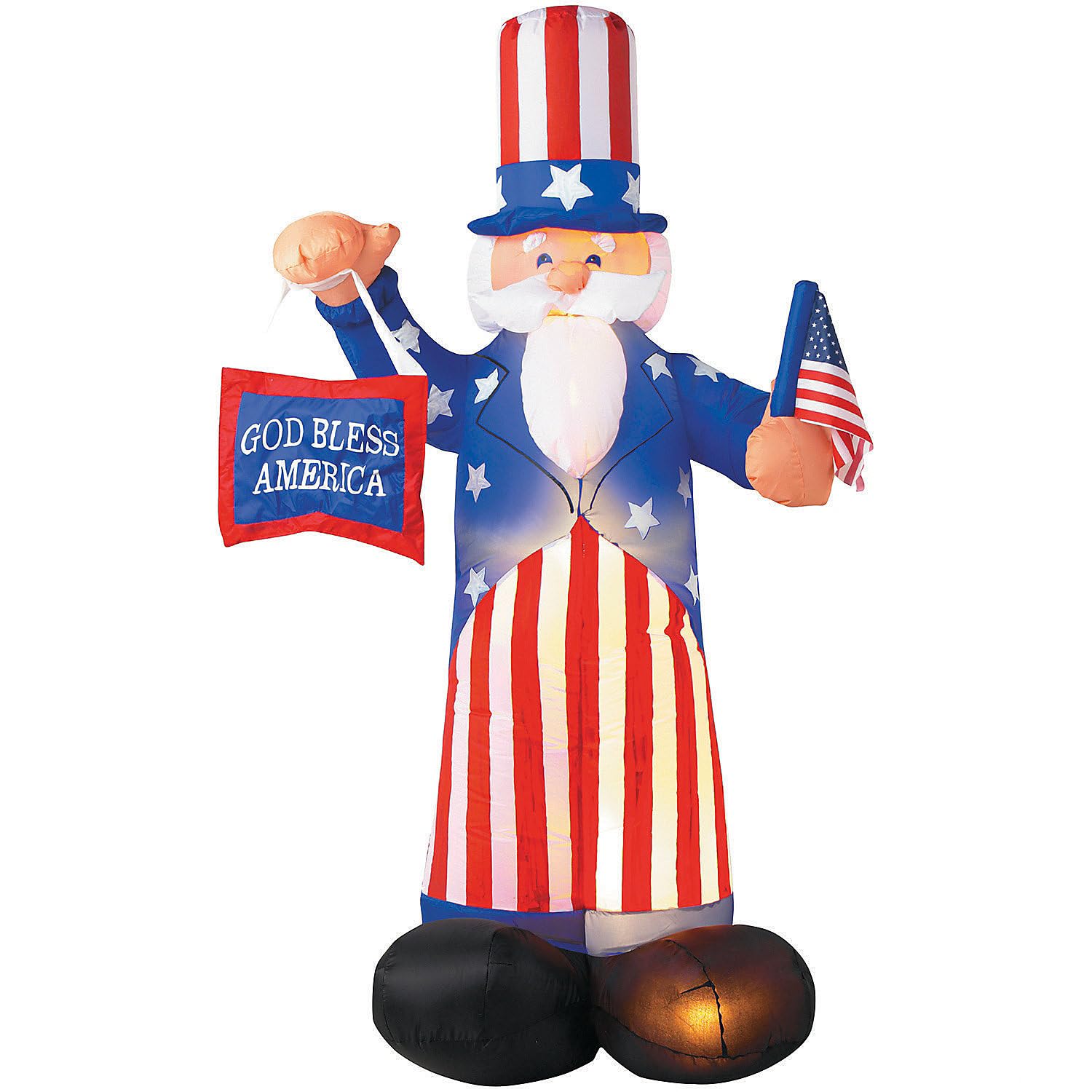 Gemmy Patriotic Inflatable 6 Uncle Sam with American Flag
