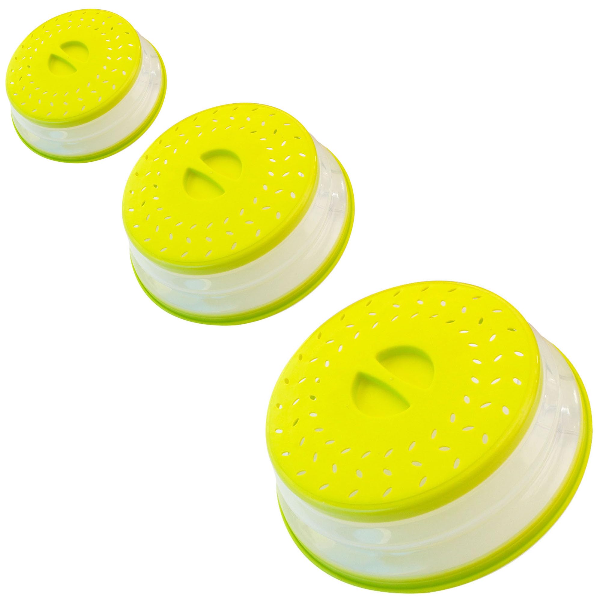 Collapsible Microwave Splatter Cover, Microwave Plate Cover With Steam Vent(Set of 3,yellow)