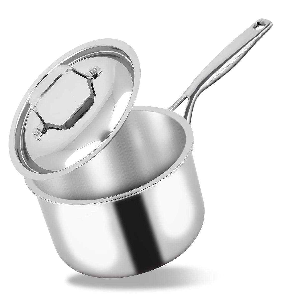 Nutrichef 3-Quart Saucepan With Lid - Pfoa/Pfos Free Stainless Steel Stain-Resistant Sauce Pot Kitchen Cookware W/Satin Interior
