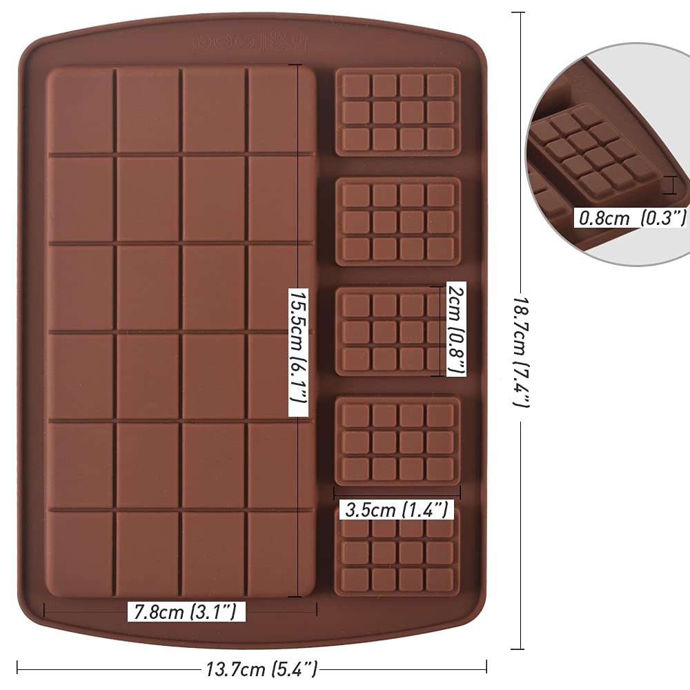 Newk Silicone Break Apart Chocolate Molds, Candy And Energy Bar Silicone Molds, Pack Of 6