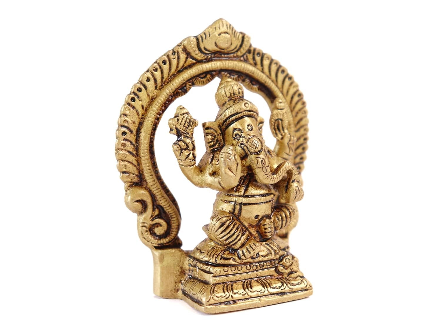 The Spiritual Living Pure 100% Brass Lakshmi Ganesh Idol | 3.5 Inch | Laxmi Ganesh Murti | Pital | Ganpati And Laxmi For Pooja |