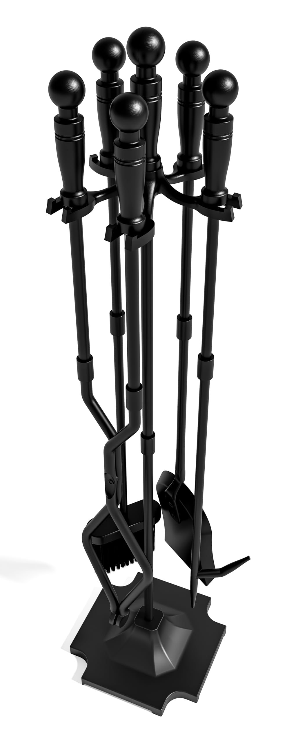Fire Beauty Fireplace Tools, 5 Pieces Fireside Accessories Fire Kit Set,Woodstove Tools Holder Wrought Iron Handle Indoor Firese