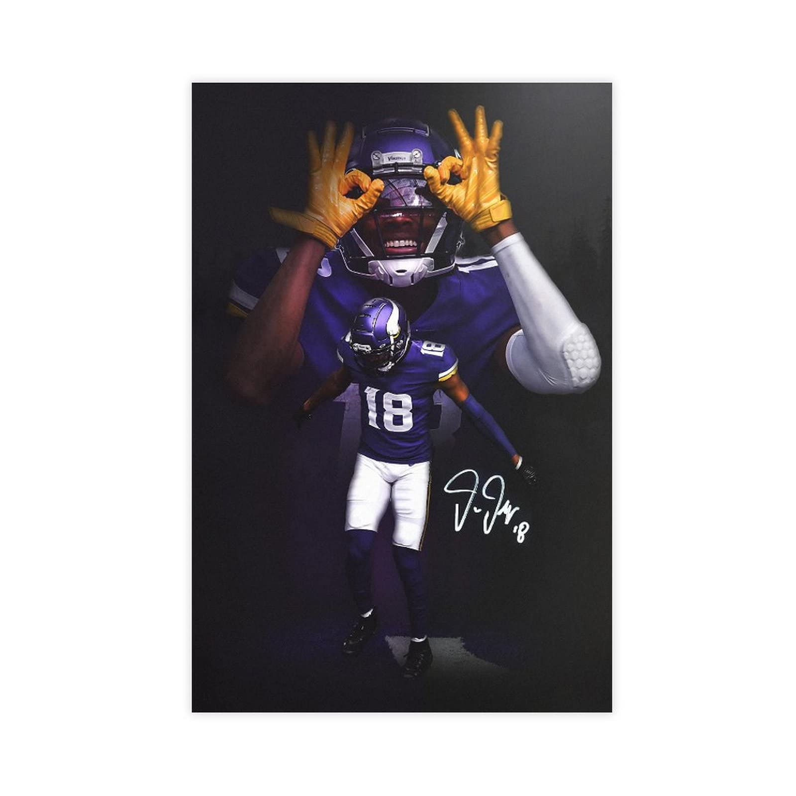 Sports Poster Justin Jefferson Canvas Poster Wall Art Decor Print Picture Paintings For Living Room Bedroom Decoration Unframe: