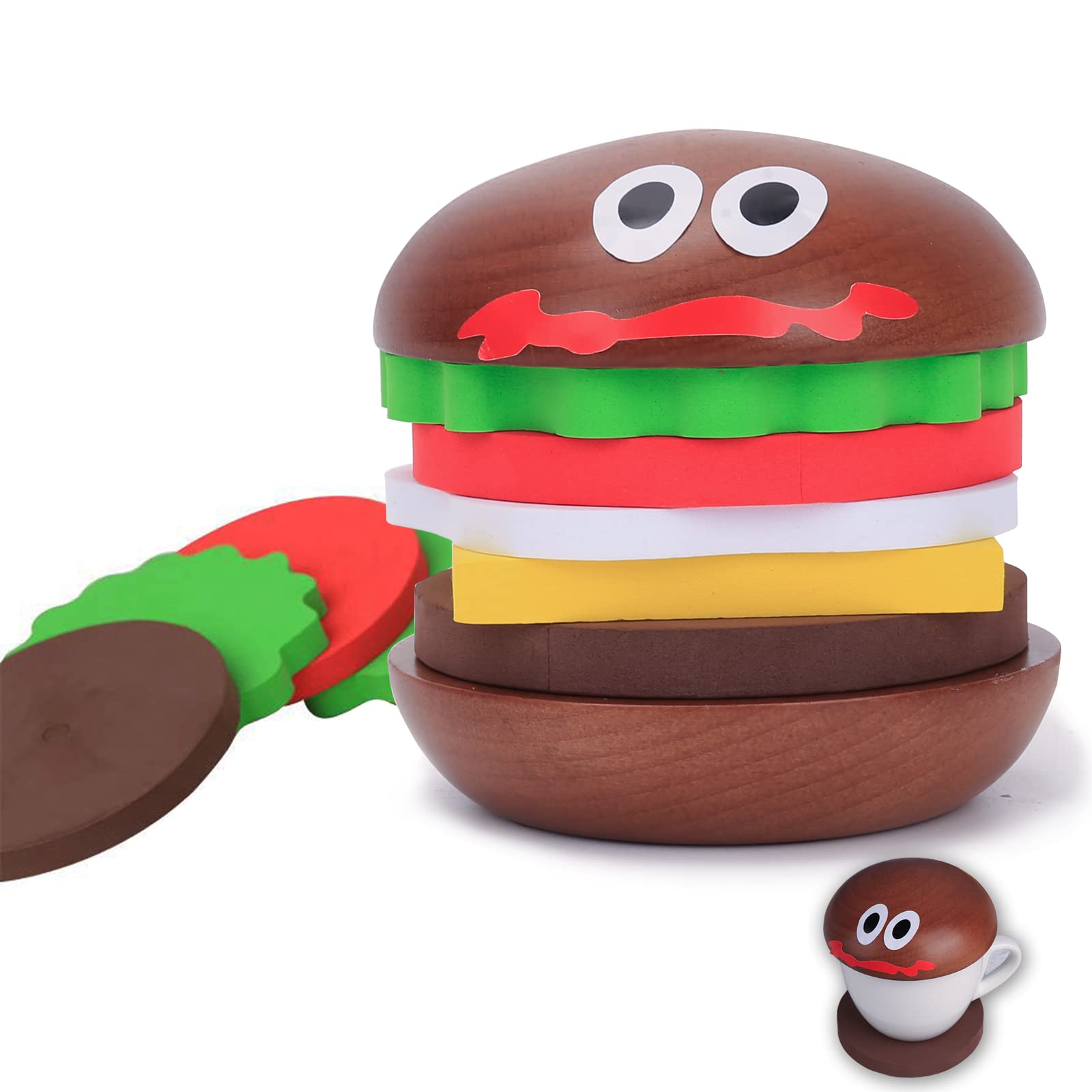 Fun Coasters Set For Drinks,Novelty Burger Coasters For Coffee Table,Diy Wooden Coasters For Drinks,,Cup Mat Wood Cup Lips,Gift