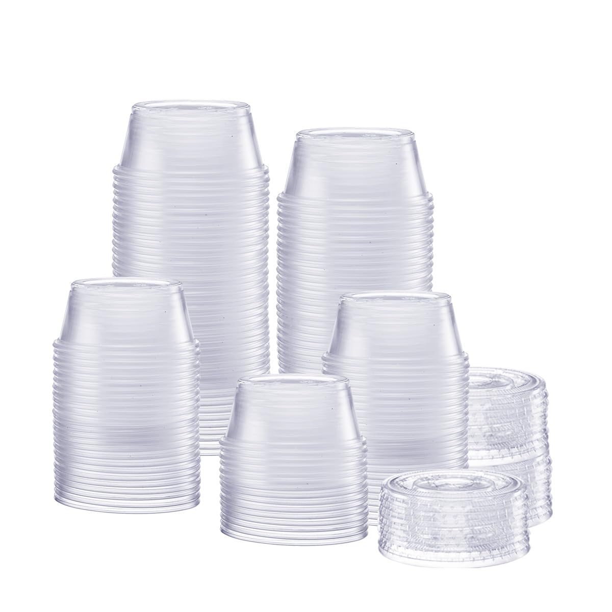 GUSTO [3.25 oz. - 200 Count Clear Disposable Plastic Portion Cups with Lids - Souffl   Cups, Jello Shot Cups With Lids, Clear Pl